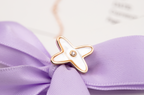 [Clover Jewelry]JEUX DE WHITE MOP ROSE GOLD DIAMOND EARRINGS