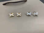 [Clover Jewelry]JEUX DE WHITE MOP SILVER DIAMOND EARRINGS
