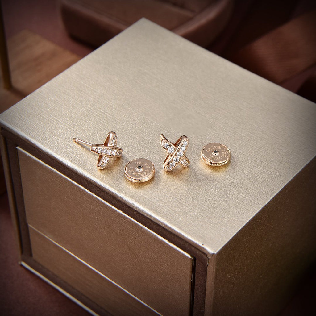 [Clover Jewelry]JEUX DE GOLD DIAMOND EARRINGS