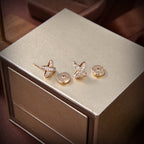 [Clover Jewelry]JEUX DE GOLD DIAMOND EARRINGS