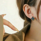 [Clover Jewelry]CLOVER MEDIUM 1 MOTIFS  ONYX STUD EARRINGS