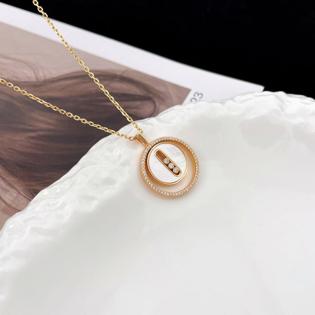[Clover Jewelry]LUCKY MOVE MM NACRE BLANCHE DIAMOND NECKLACE