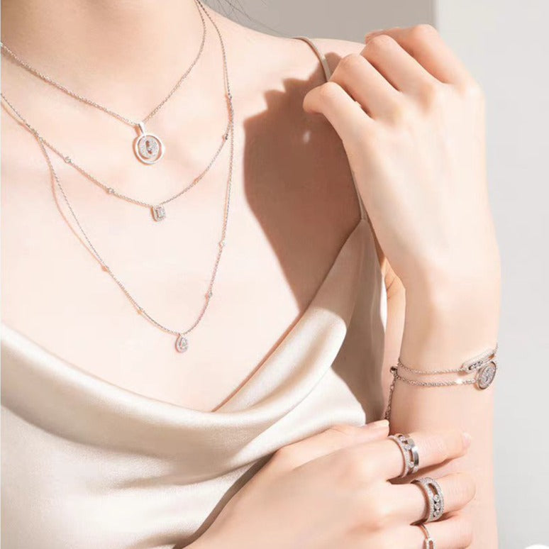 [Clover Jewelry]LUCKY MOVER PM PAVED NECKLACE