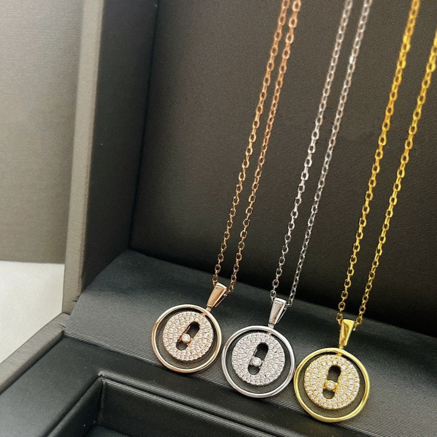 [Clover Jewelry]LUCKY MOVER PM PAVED NECKLACE