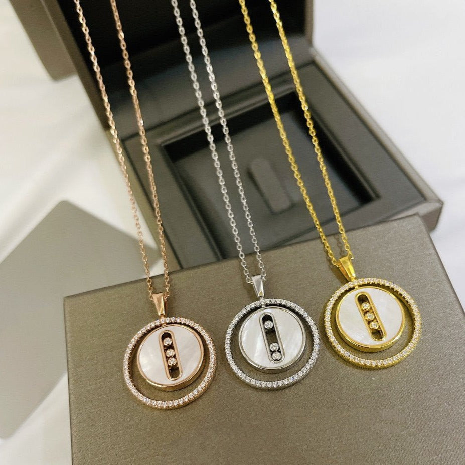 [Clover Jewelry]LUCKY MOVE MM NACRE BLANCHE DIAMOND NECKLACE