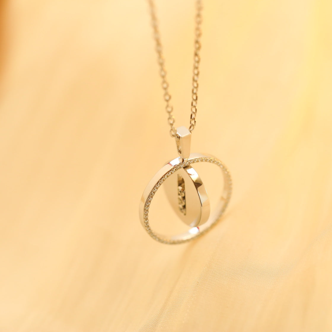 [Clover Jewelry]LUCKY MOVE MM SILVER DIAMOND NECKLACE
