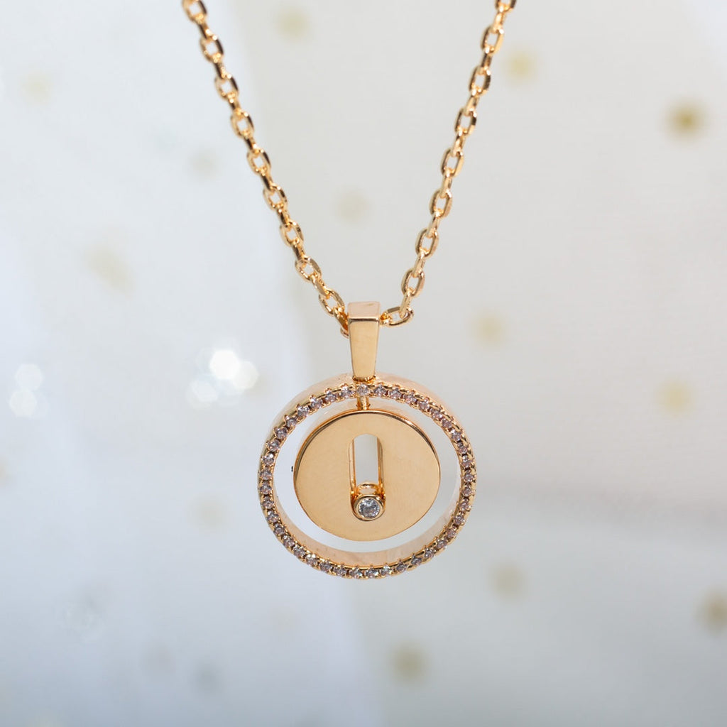 [Clover Jewelry]LUCKY MOVE PM NECKLACE PINK GOLD DIAMOND