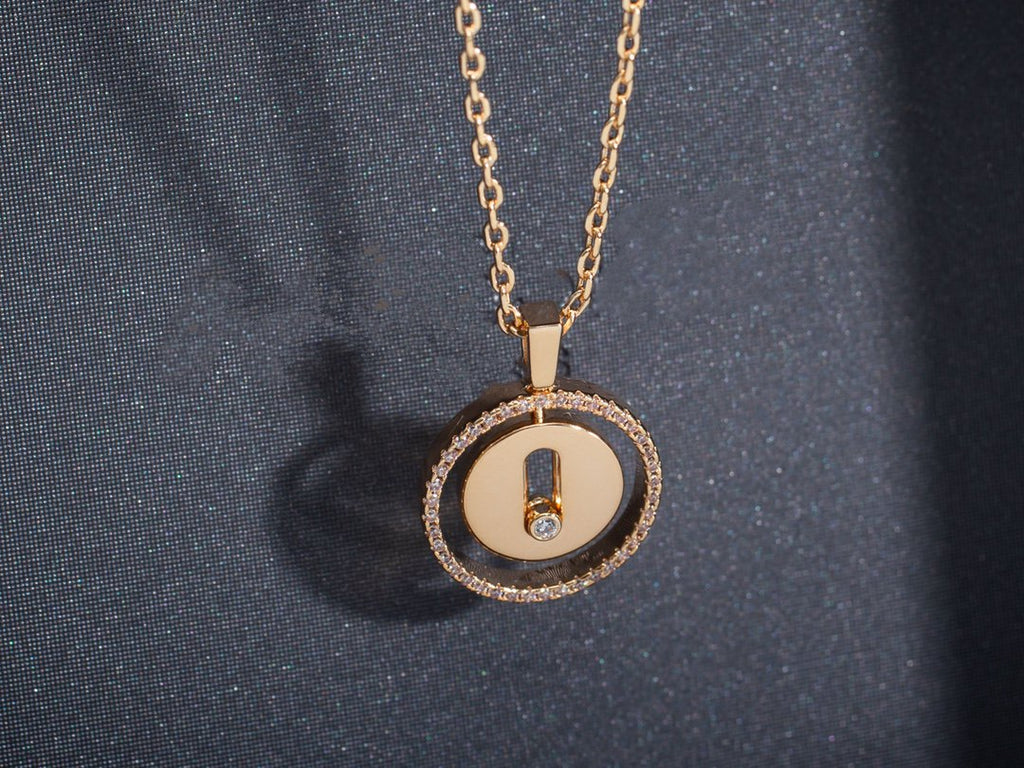 [Clover Jewelry]LUCKY MOVE PM NECKLACE PINK GOLD DIAMOND
