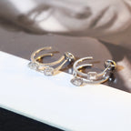 [Clover Jewelry]CREOLES MY TWIN 2 RANGS SILVER DIAMOND EARRINGS