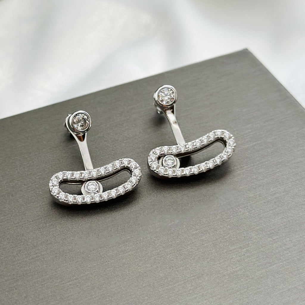 [Clover Jewelry]MOVE UNO SILVER DIAMOND EARRINGS