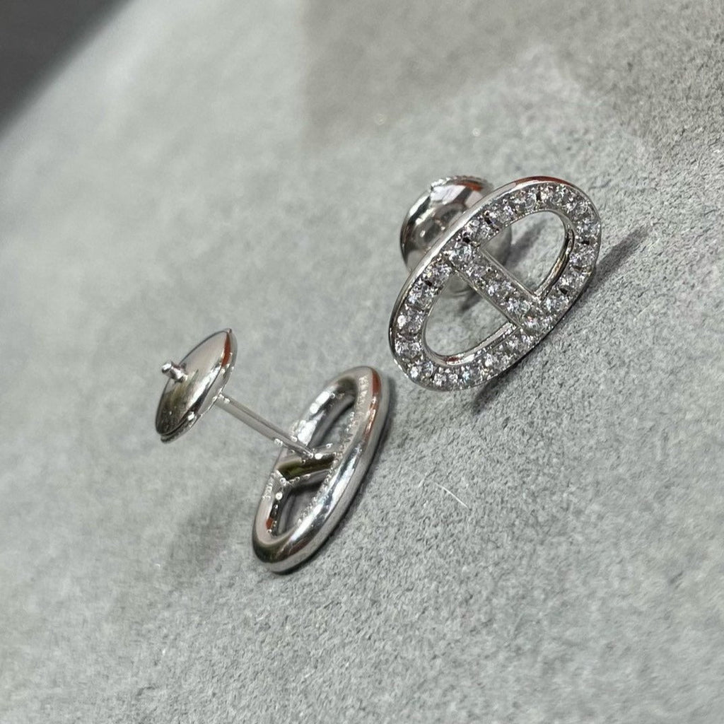 [Clover Jewelry]HM FULL DIAMOND PIG NOSE STUD EARRINGS