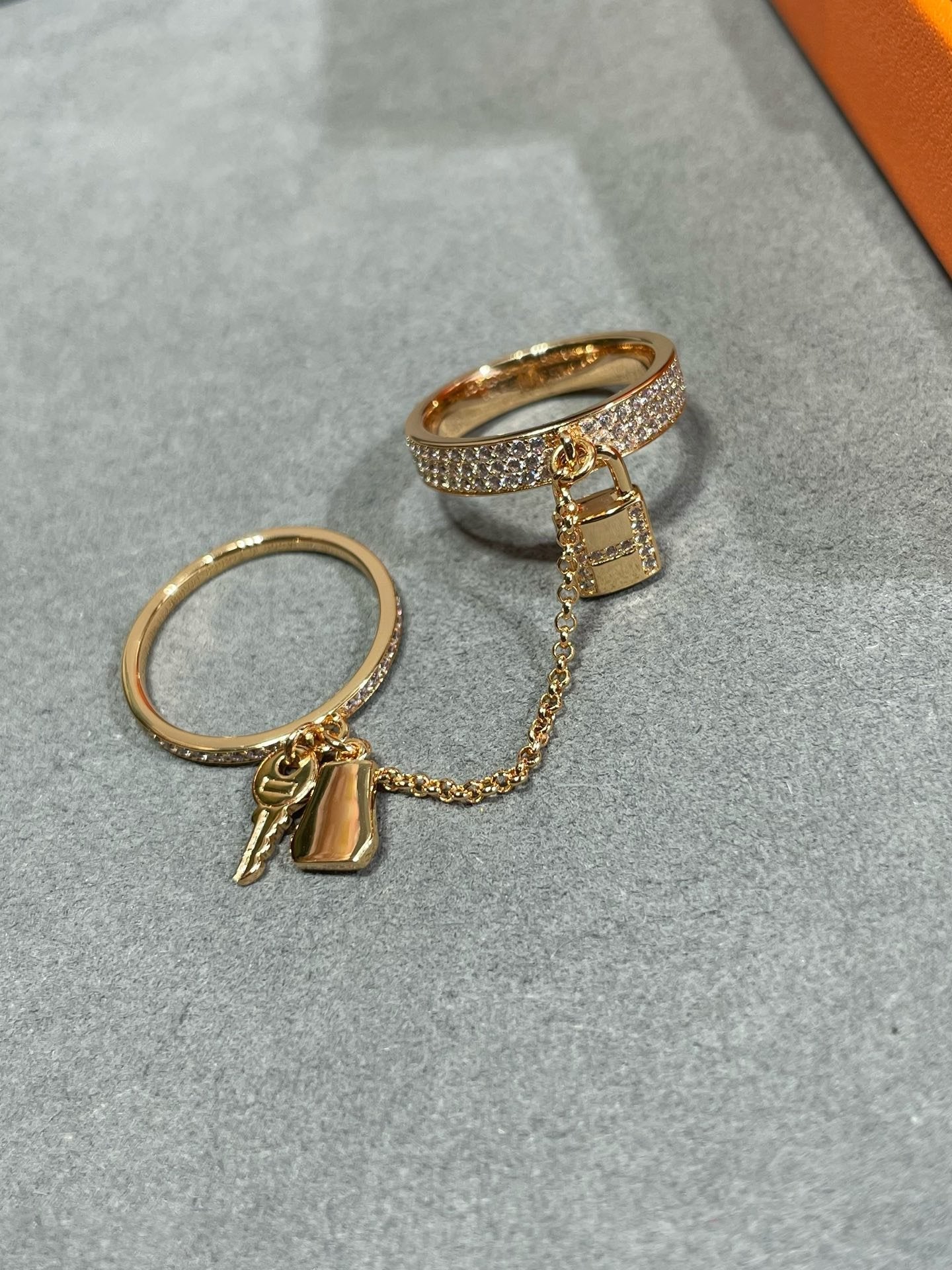 [Clover Jewelry]HM KELLY CLOCHETTE DOUBLE RING IN  WITH DIAMONDS