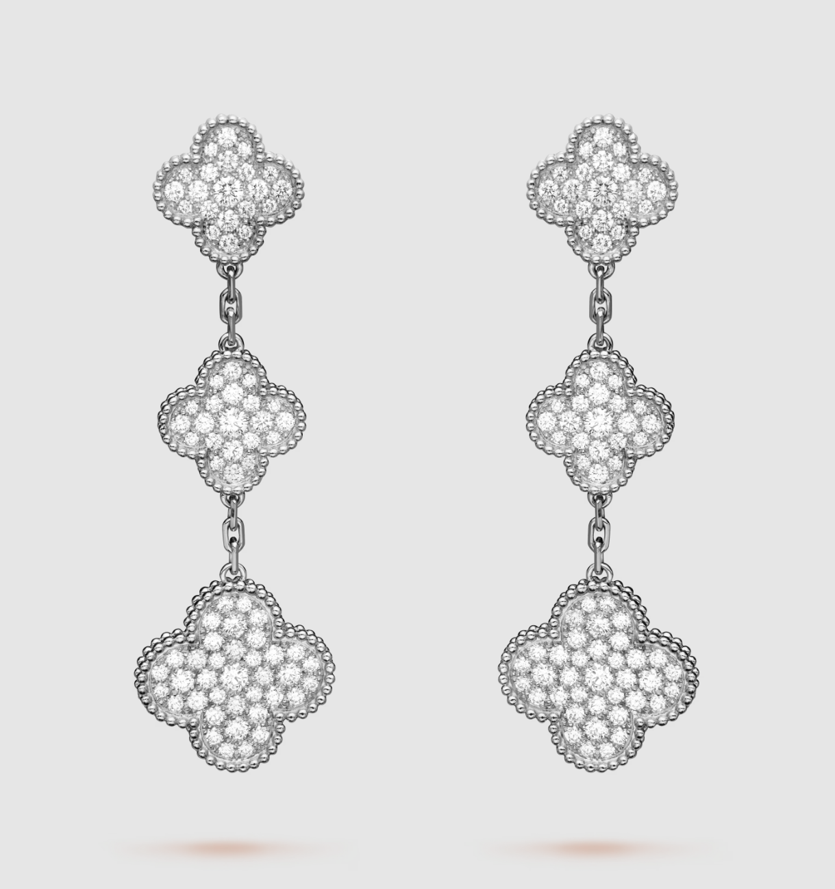 [Clover Jewelry]CLOVER 3 MOTIF DIAMOND SILVER DROP EARRINGS