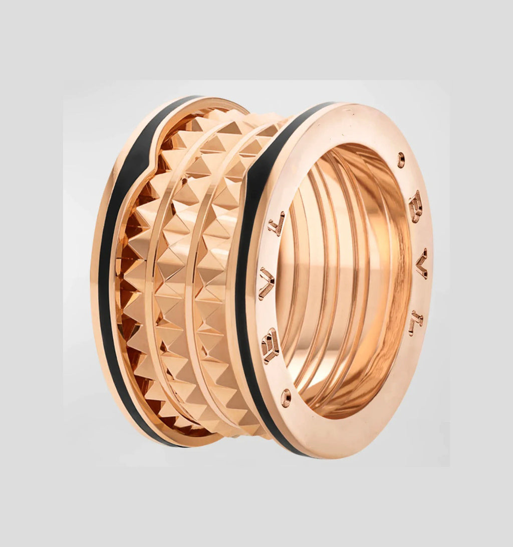 [Clover Jewelry]ZERO 1 ROCK SCHWARZ KERAMIK ROSÉGOLD GROSSES MODELL