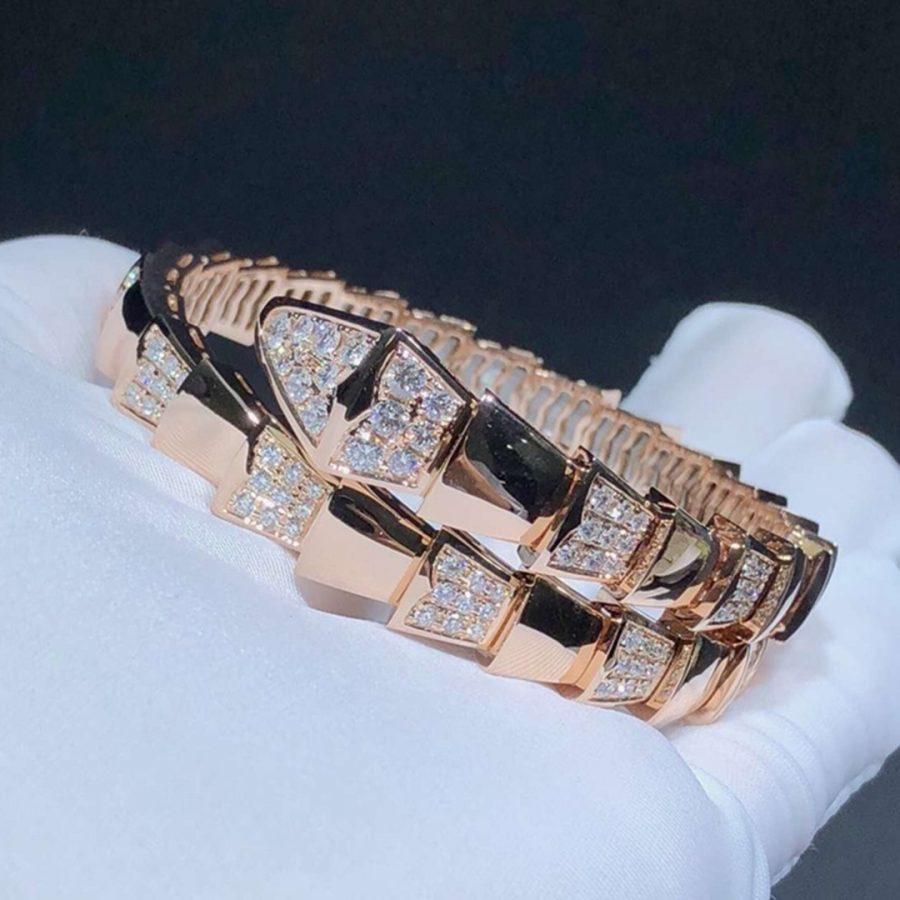 [Clover Jewelry]SERPENTI WIDE BRACELET PINK GOLD DIAMOND