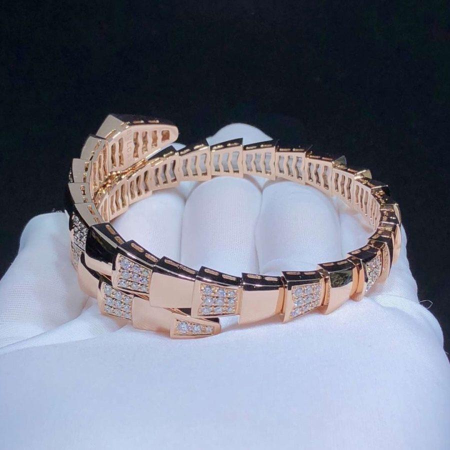 [Clover Jewelry]SERPENTI WIDE BRACELET PINK GOLD DIAMOND