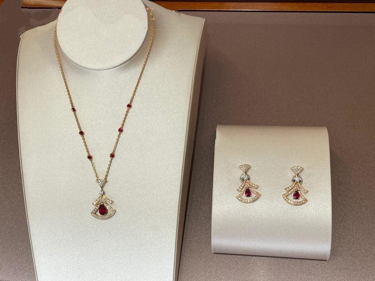 [Clover Jewelry]DREAM NECKLACE CARNELIAN DIAMOND PINK GOLD