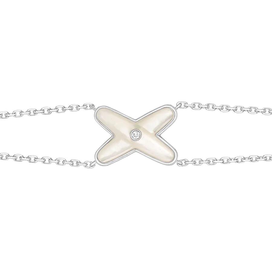 [Clover Jewelry]JEUX ARMBAND WEISS PERLMUTT SILBER 1 DIAMANT