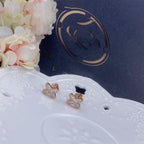 [Clover Jewelry]JEUX DE PINK GOLD DIAMOND EARRINGS