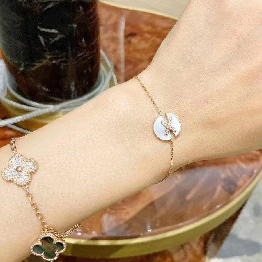 [Clover Jewelry]JEUX DE BRACELET MOP PINK GOLD DIAMONDS