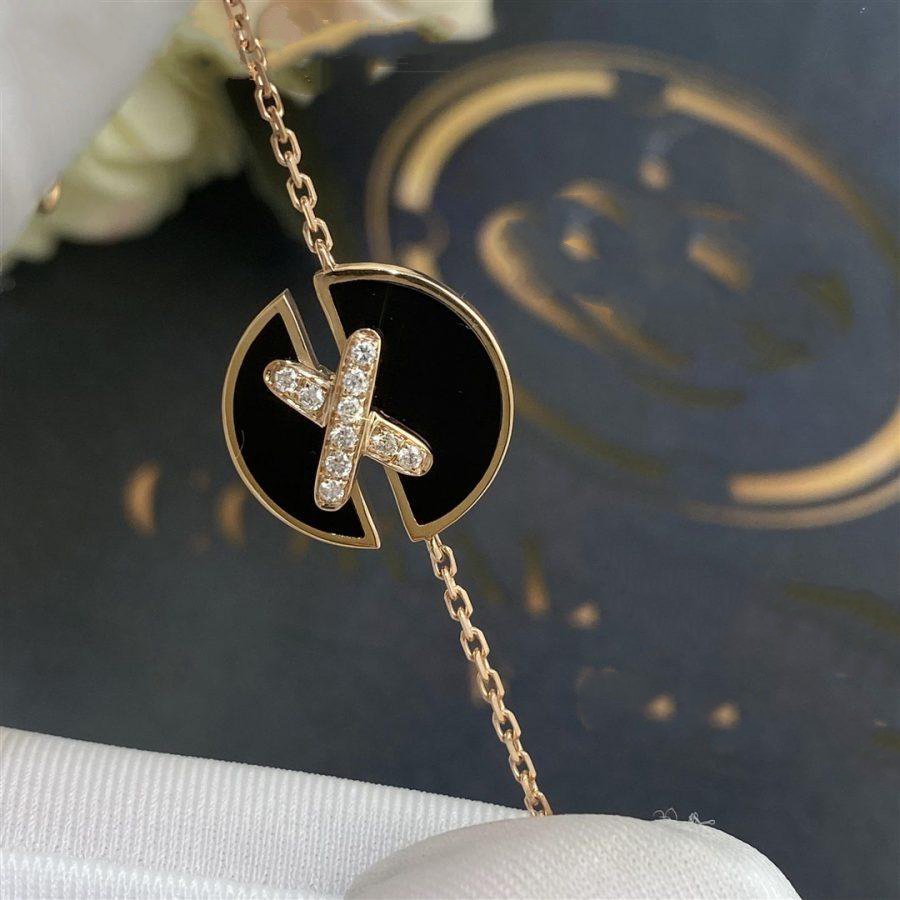 [Clover Jewelry]JEUX DE BRACELET ONYX PINK GOLD DIAMOND