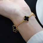 [Clover Jewelry]CLOVER  5 MOTIFS BLACK ONYX BRACELET