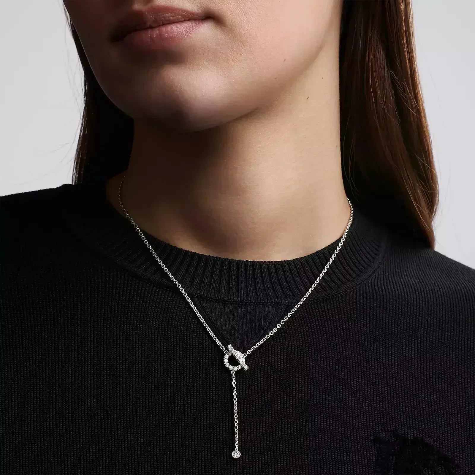 [Clover Jewelry]FINESSE SILVER DIAMOND NECKLACE