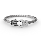 [Clover Jewelry]FORCE LARGE HORSESHOE BLACK WHITE DIAMOND BRACELET SILVER