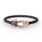 [Clover Jewelry]FORCE LARGE HORSESHOE BLACK WHITE DIAMOND BRACELET ROSE GOLD