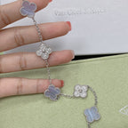 [Clover Jewelry]CLOVER  5 MOTIF DIAMOND PURPLE CHALCEDONY BRACELET SILVER