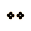 [Clover Jewelry]CLOVER MEDIUM 1 MOTIFS ONYX DIAMOND EARRINGS