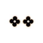[Clover Jewelry]CLOVER MEDIUM 1 MOTIFS ONYX DIAMOND EARRINGS