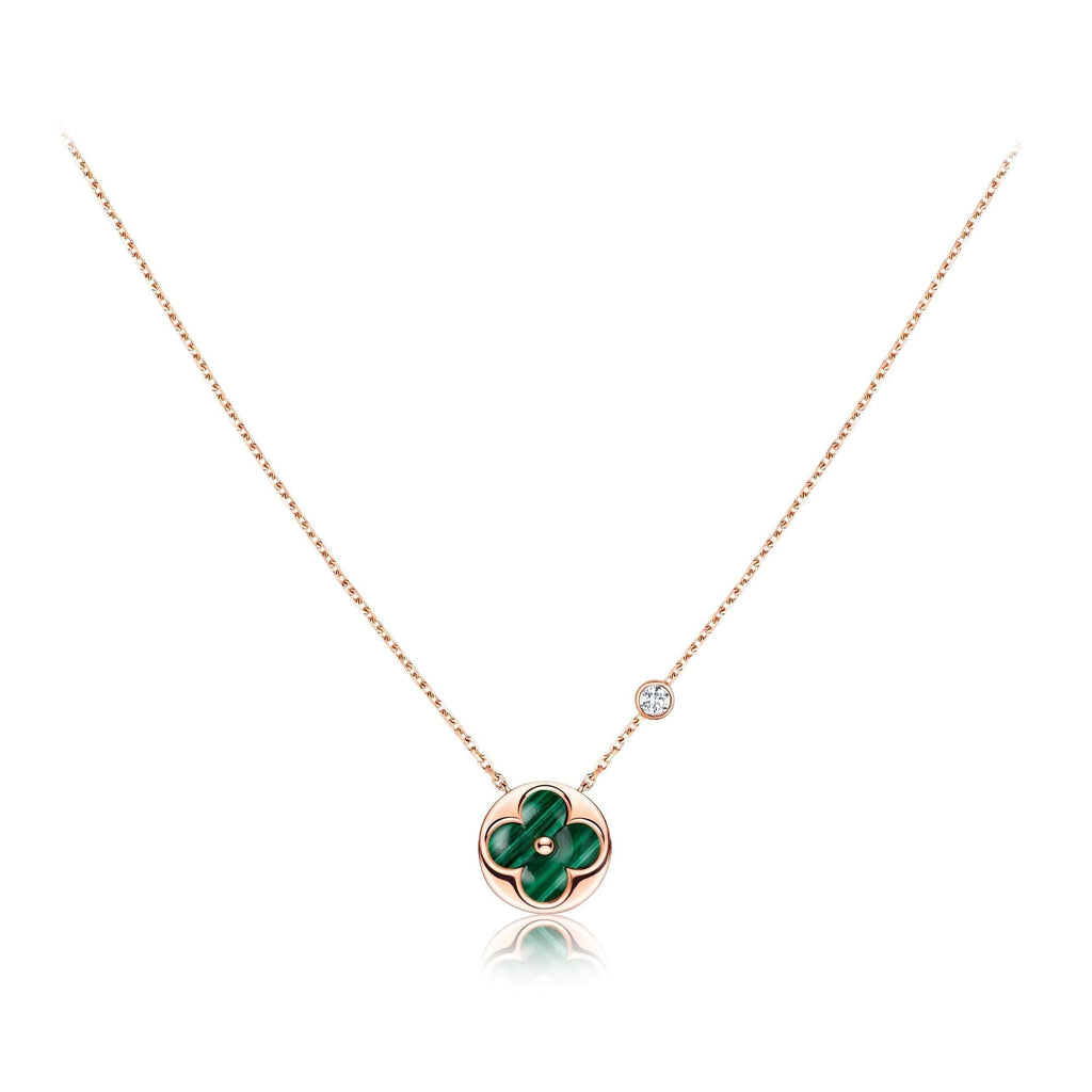 [Clover Jewelry]SUN PEDANT PINK GOLD 1 DIAMOND NECKLACE