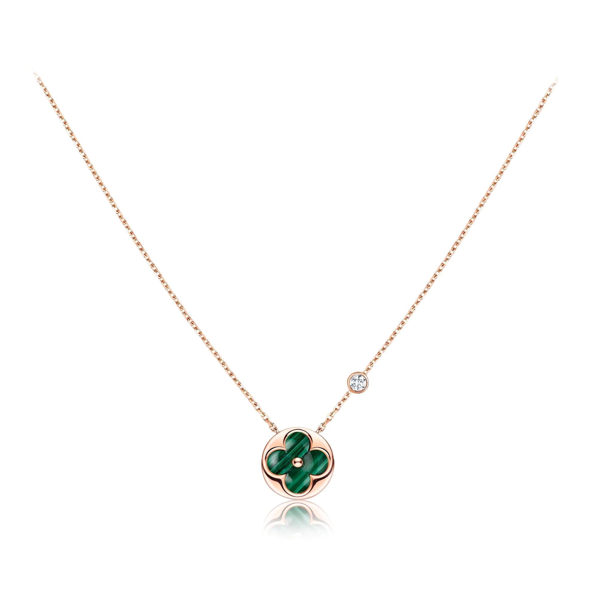 [Clover Jewelry]SUN PEDANT PINK GOLD 1 DIAMOND NECKLACE