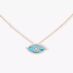 [Clover Jewelry]Lucky Eye Diamond Necklace in Rose Gold and Turquoise