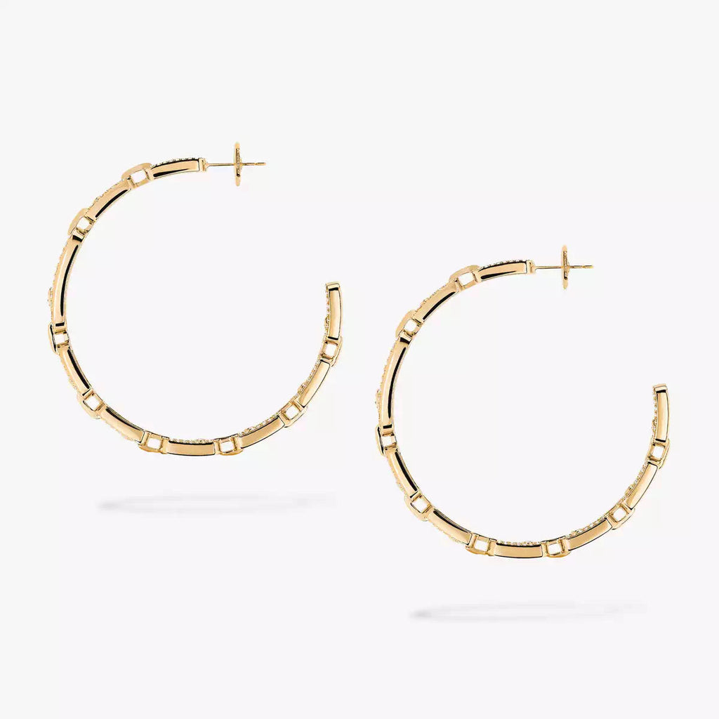 [[Clover Jewelry]Move Link Diamond Hoop Earrings
