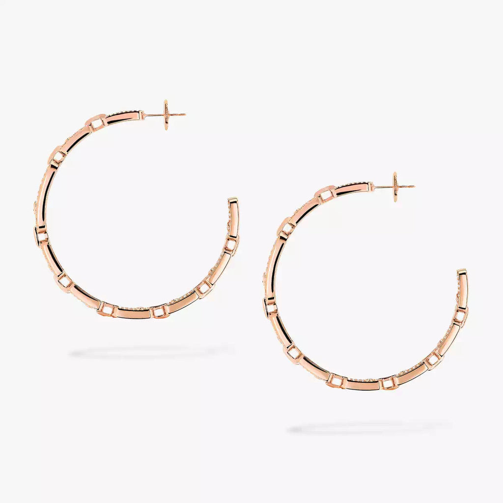 [[Clover Jewelry]Move Link Diamond Hoop Earrings