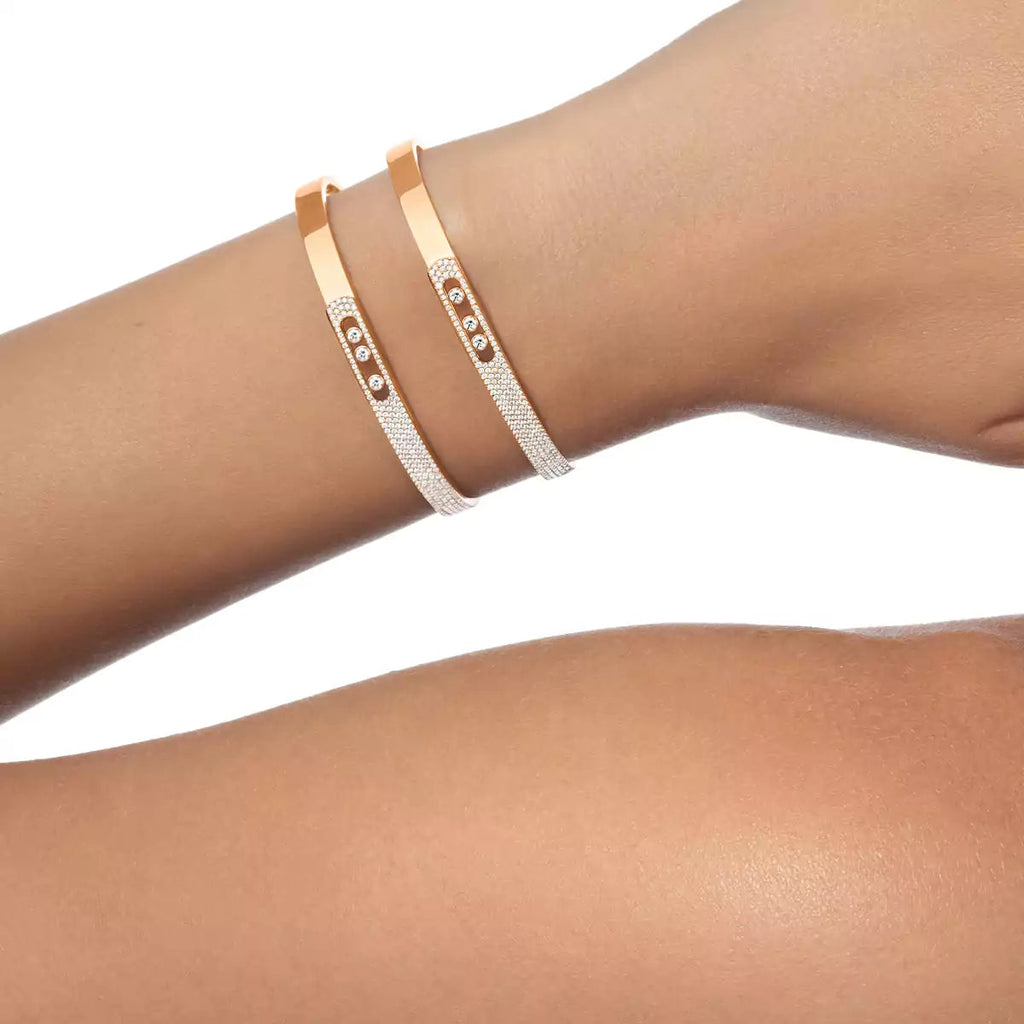 [Clover Jewelry]Move Noa Rose Gold Pavé Diamond Bangle Bracelet