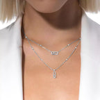 [Clover Jewelry]2 Rows Rose Gold Diamond Pave_ Necklace Move Uno