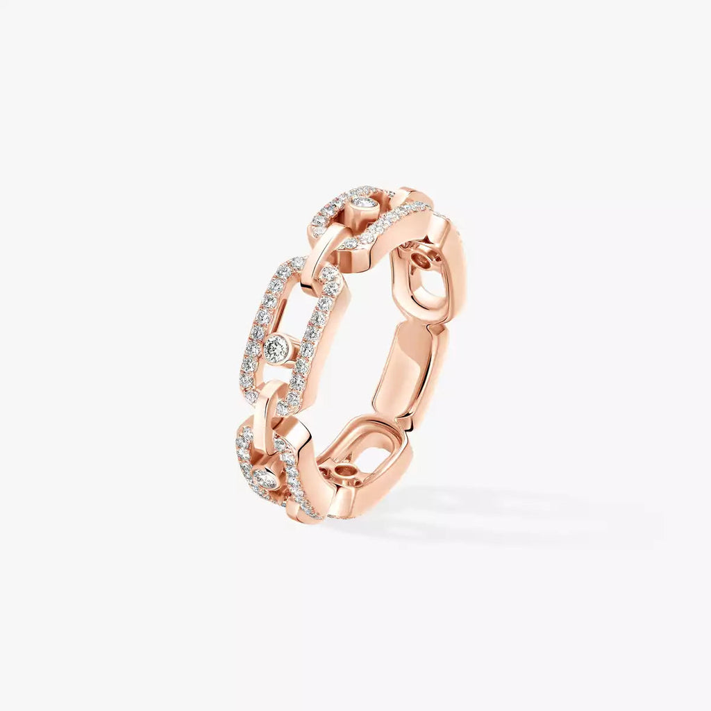 [Clover Jewelry]Move Link Pave_-Set Diamond Ring in Gold