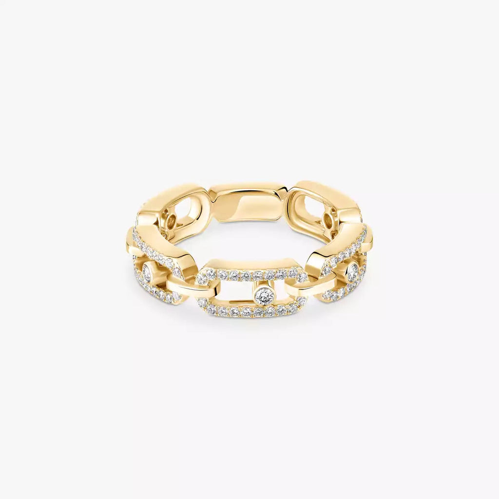 [Clover Jewelry]Move Link Pave_-Set Diamond Ring in Gold