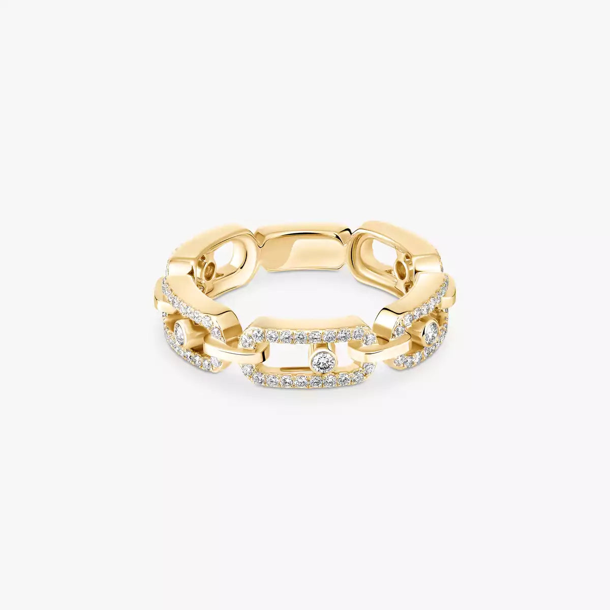 [Clover Jewelry]Move Link Pave_-Set Diamond Ring in Gold