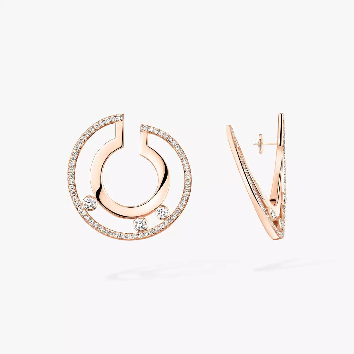 [Clover Jewelry]Move Romane Small Diamond Hoop Earrings