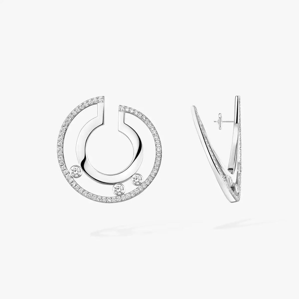 [Clover Jewelry]Move Romane Small Diamond Hoop Earrings