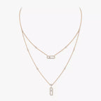 [Clover Jewelry]2 Rows Rose Gold Diamond Pave_ Necklace Move Uno