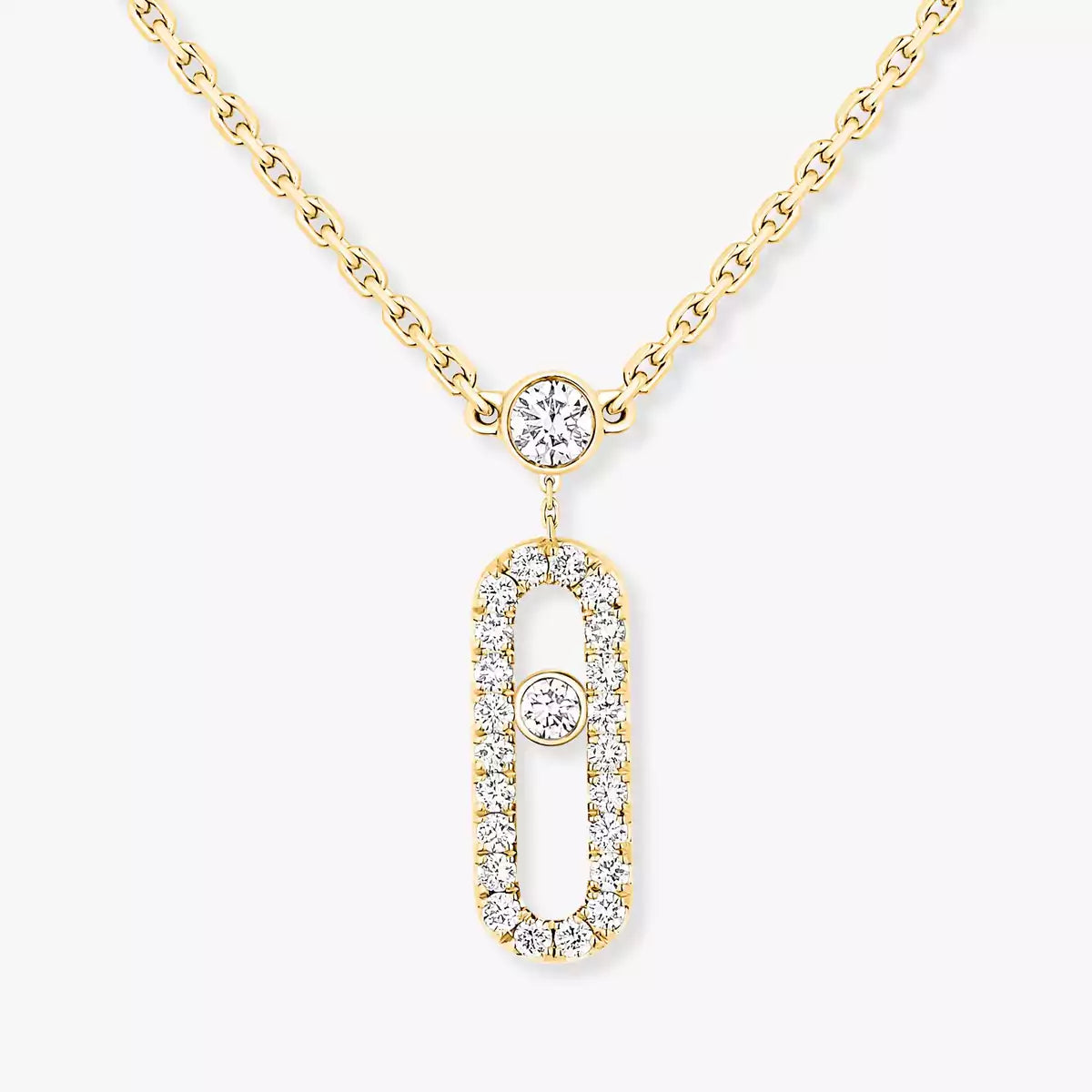 [Clover Jewelry]2 Rows Rose Gold Diamond Pave_ Necklace Move Uno