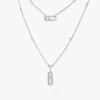 [Clover Jewelry]2 Rows Rose Gold Diamond Pave_ Necklace Move Uno