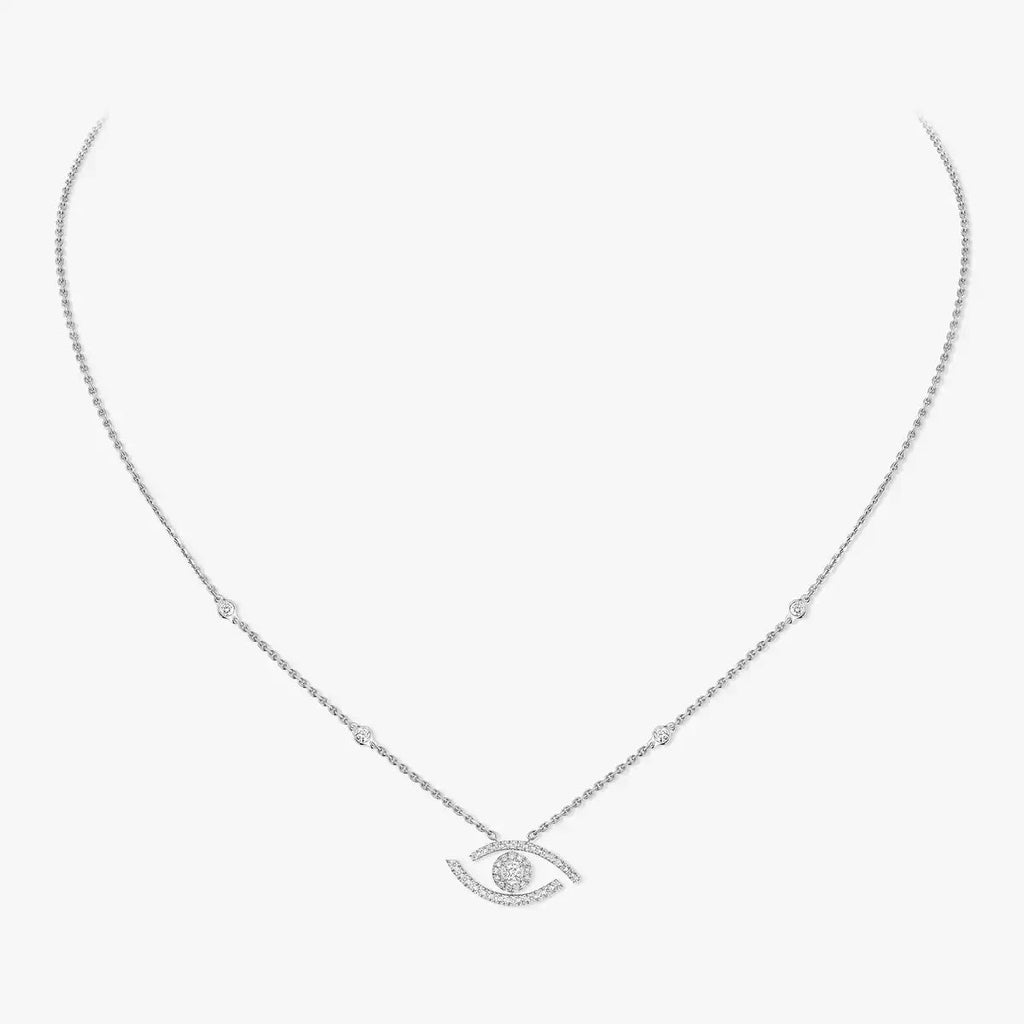 [Clover Jewelry]Pave_ Diamond Necklace Lucky Eye