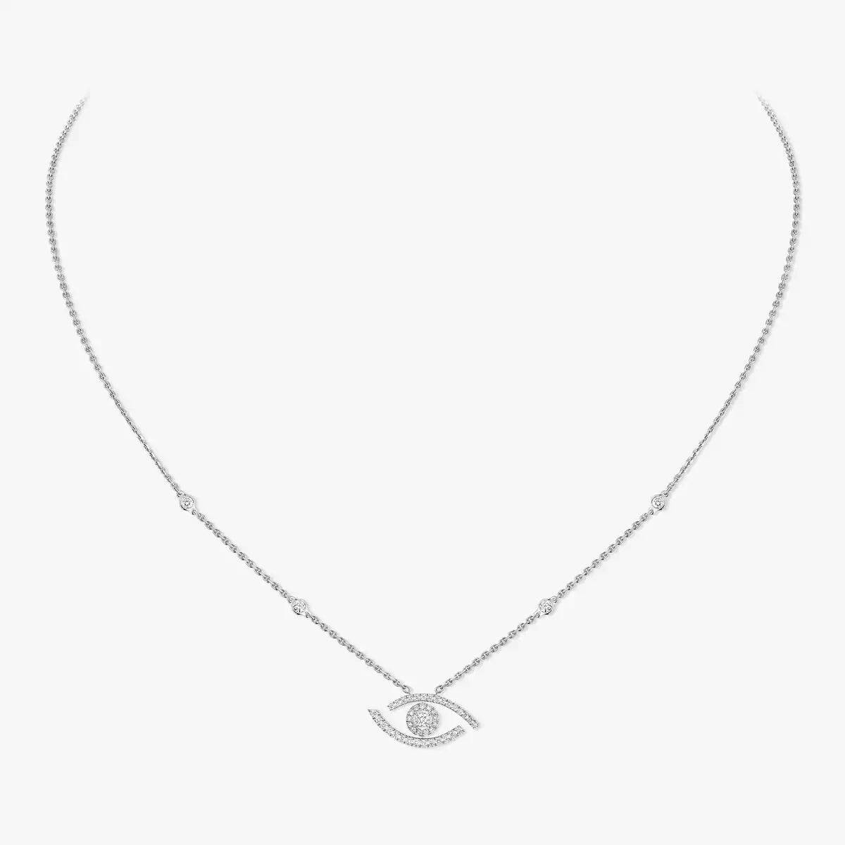 [Clover Jewelry]Pave_ Diamond Necklace Lucky Eye