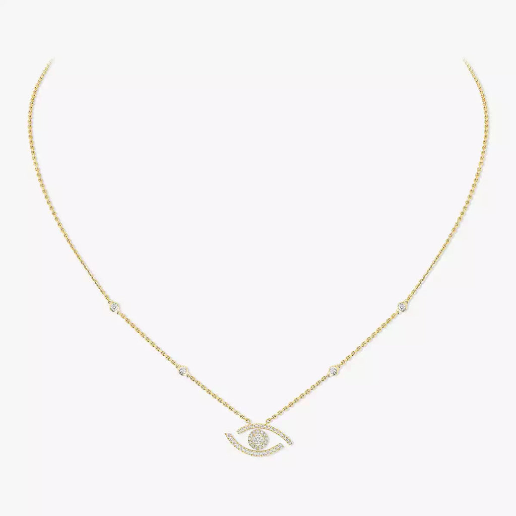 [Clover Jewelry]Pave_ Diamond Necklace Lucky Eye